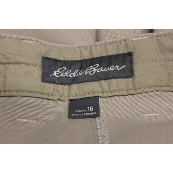 Eddie Bauer women's slightly curvy high rise khaki canvas utility shorts 16 - Picture 9 of 14